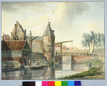 30891 Gezicht vanaf de singel over de stadsbuitengracht op de Weerdpoort en -brug te Utrecht uit het noordoosten, met ...