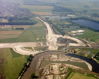 50330 Luchtfoto van de zandlichamen voor de Sweserengseweg en de provinciale weg N230 (Zuilense Ring) bij de afslagen ...