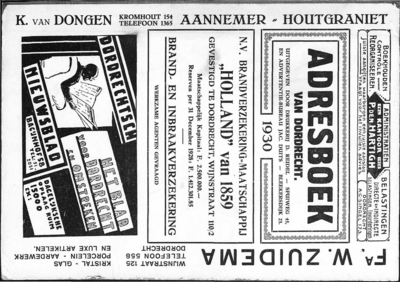  Adresboek van Dordrecht, samengesteld uit het bevolkingsregister der Gemeente, pagina 1