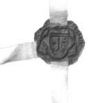 20 Een gotische driepas door een lobbige driepas, waarin een rechtstaand gotisch schild, 27-01-1356