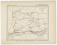 42 Een gemeente kaartje van Echteld. De gemeente grens is ingetekend en ingekleurd, 1867