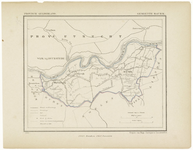 45 Een gemeente kaartje van Maurik. De gemeente grens is ingetekend en ingekleurd, 1867