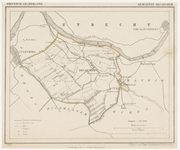 161 Een gemeentekaartje van Beusichem met daarop de oppervlakte en het aantal inwonders. De gemeetegrens is ingekleurd