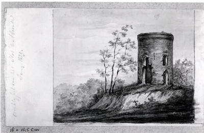 491; Kopie van een prent, getiteld Overblijfsel van het Slot te Abcoude, juni 1829 