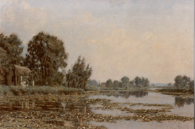 535; Foto van een schilderij, getiteld Boerderij aan het Gein van Folkert Post