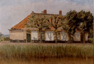 551; Foto van een schilderij, getiteld Huisjes tegenover de Waver van Folkert Post