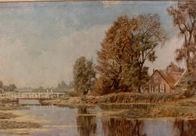 552; Schilderij, getiteld Vroegere boerderij van Griffioen nabij de Winkeldijk van Folkert Post