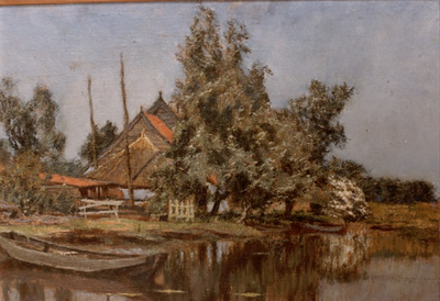558; Foto van een schilderij, getiteld Boerderij aan de Holendrecht van Folkert Post