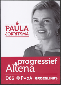25 'Progressief Altena. Paula Jorritsma. D66, PvdA, GroenLinks'