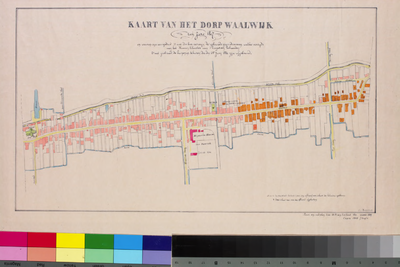 79 Kaart van het dorp Waalwijk ten jare 1807 waarop zijn aangeduid (...) de gebouwde eigendommen welke eertijds aan het ...