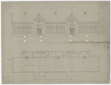 133 Openbare school, Waalwijk /Ontwerp voor vergroting, 1881