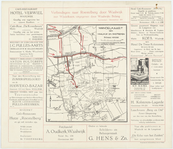 285 Wandelkaart van Waalwijk en omstreken , met aanduiding van de verbindingen naar Roestelberg door Waalwijk, ...