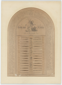 WAA005 Ledenlijst van het Gilde van St. Joris, getekend door A.B. van Lieshout, met bovenaan in het midden een tekening ...