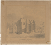 WAA021 Ruïnes van het vroegere raadhuis van Waalwijk dat afgebrand is op 25-06-1824. Tijdens die brand ging, naast ...