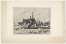 WAA059 Haven van Waalwijk met zicht op de Nederlands Hervormde kerk, (ca. 1930)