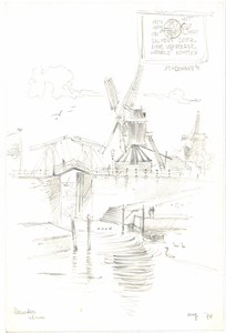 CMO00400-504 Stadsgezicht brug en molen in Heusden met de bekende gevelsteen