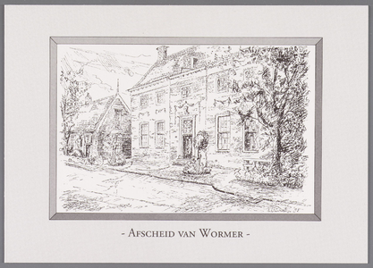 WAT002001534 Reproductie van een litho gemaakt door Theo Blankestijn in opdracht van het gemeentebestuur van Wormer.Dit ...