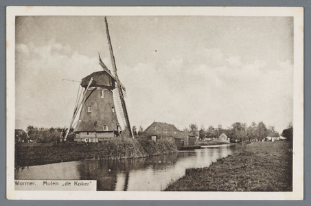 WAT002001817 Molen de koker, vroeger de zwarte hengst.Koren en pelmolen De Koker kent een bijzondere historie die ...