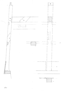 CKB-066-Edam-Spuistraat-23 Opmeting staander en plafondbalk, details houtskelet