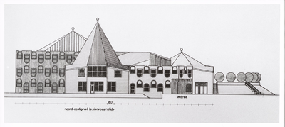 NNC-Mo-0115 ontwerptekening nieuw gemeentehuis Waterland noord-oostgevel Pierebaanzijde