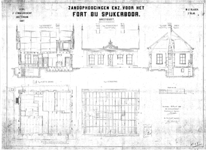 121 Bouwtekening van de stenen fortwachterswoning gebruikt als directiekeet en later als administratiekantoor en ...