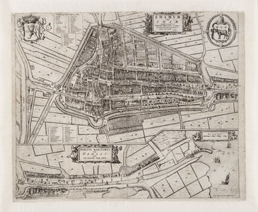 33_KA00308 Plattegrond van Edam met bebouwing en haven.