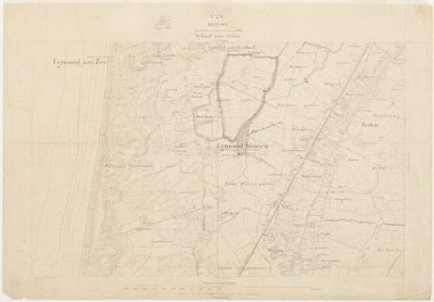 33_KA00387 Topografische kaart van Nederland, blad 278, Heiloo, voorzien van lijnen en aantekeningen in (rood) potlood