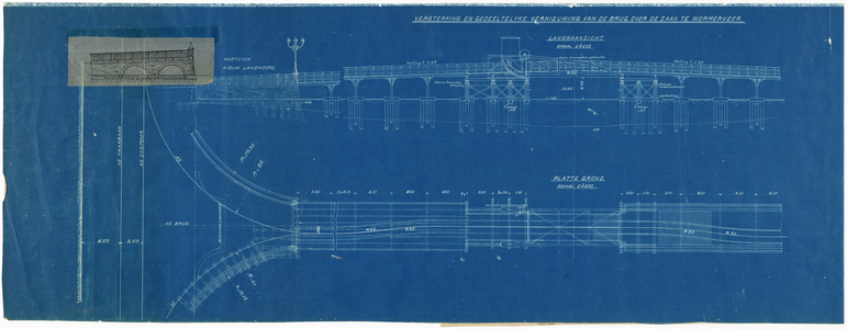 33_KA00465 Plattegrond, aanzicht en doorsneden van de trambrug over de Zaan te Wormerveer