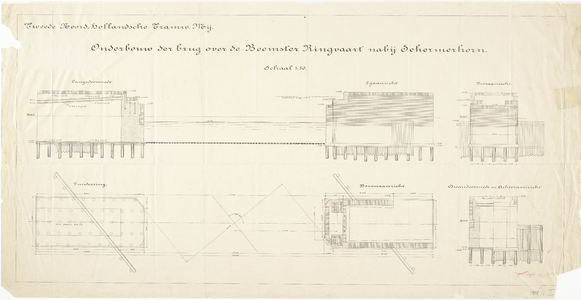 33_KA00466 Doorsneden, aanzichten en fundering van de trambrug over de Beemster Ringvaart bij Schermerhorn