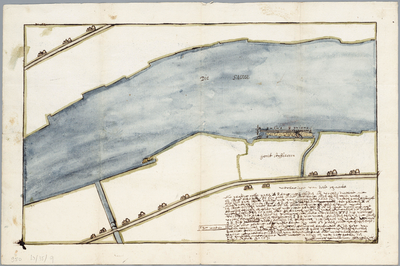 33_KA00950 Kaart met het erf van Gerrit Stoffelsoon en omgeving aan de oostzijde van de Zaan.