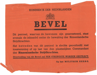 150226_02 Bevel van de Nederlandse Overheid, Tweede Wereldoorlog, uit collectie Visser, archiefnr. ...
