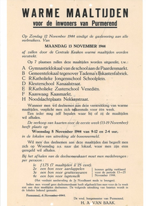 150226_06 Pamflet uit de Tweede Wereldoorlog over de verstrekking van warme maaltijden, uit collectie Visser, archiefnr. ...