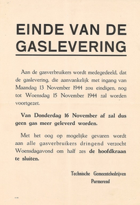 150226_07 Pamflet over einde gaslevering, Tweede Wereldoorlog, uit Collectie Visser, archiefnr. ...