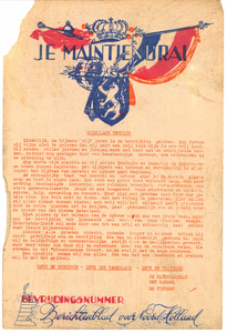150226_13 Bevrijdingsnummer Je Maintiendrai, Tweede Wereldoorlog, uit Collectie Visser, archiefnr. ...