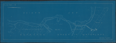 KA4_00018 Plattegrond van de Waterlandse Zeedijk, blad W.L. no. 2, van het Braakje tot en met de Zuiderwouder Gouw, met ...