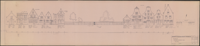 TT1_00024 Tekening van de gevelrij Voorhaven 113 t/m 133 in Edam, met situatieschets