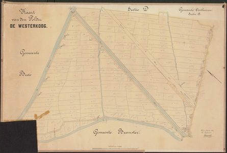 KA2_00028 Kadastrale kaart van het westelijk gedeelte van de polder Westerkoog in de gemeente Oosthuizen, sectie A. In ...