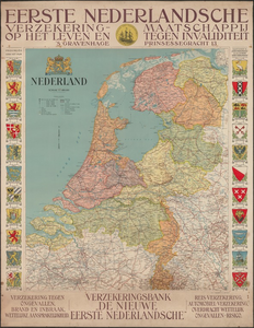 KA3_00035 Provinciekaart van Nederland uitgegeven door de Eerste Nederlandsche Verzekeringmaatschappij op het Leven en ...