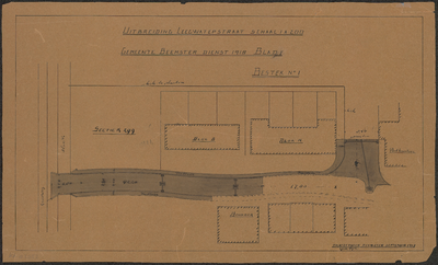 KA4_00004 Bestektekening 1918, blad 1 van de Leeghwaterstraat te Middenbeemster waarop aangegeven de uitbreiding van de ...
