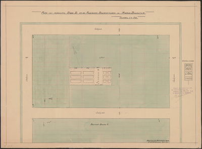 KA4_00008 Plattegrond van blok B van de begraafplaats te Middenbeemster met de afmetingen van alle plots. Met profielen ...