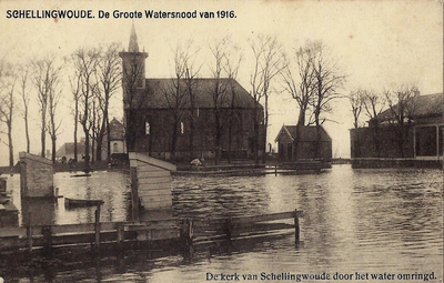 UPL000000112 Watersnood 1916. Kerk van Schellingwoude.