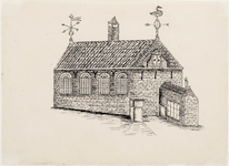 WAT001020891 20e eeuwse tekening van de Lutherse kerk met consistoriekamer, als in 1712