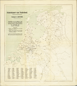 WAT001019831 Overzichtskaart betreffende militaire schietoefeningen in Nederland in 1913.
