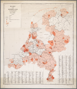 WAT001019832 Overzichtskaart van Nederland met bestuurlijke indeling van de provincies in kringgedeelten.