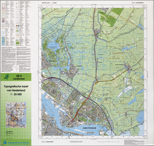 WAT001020020 Topografische kaart van een gedeelte van Noord-Holland met Amsterdam-Noord, Landsmeer, Broek in Waterland, ...