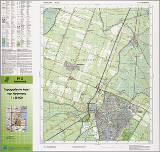 WAT001020023 Topografische kaart van een gedeelte van Noord-Holland met Purmerend, Neck, De Purmer, De Wijde Wormer, De ...