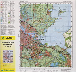 WAT001020027 Topografische kaart van een gedeelte van Noord-Holland met Amsterdam, Oostzaan, Monnickendam, Katwoude, ...