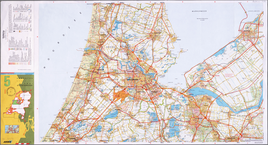 WAT001019905 Topografische kaart van Noord-Holland met fietspaden en ANWB gegevens.