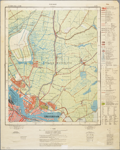 WAT001020032 Topografische kaart van een gedeelte van Noord-Holland met Amsterdam-Noord, Landsmeer, Broek in Waterland, ...