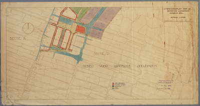 WAT001020051 Kadastrale kaart met ontwerp uitbreidingsplan gemeente Landsmeer sectie D.